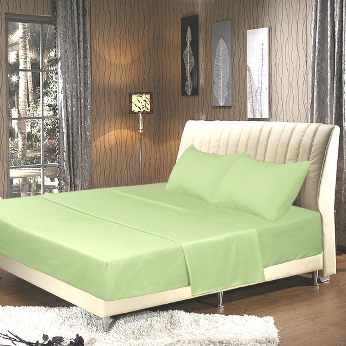 Sage Green Microfiber Bed Sheet Set for Everyday Comfort