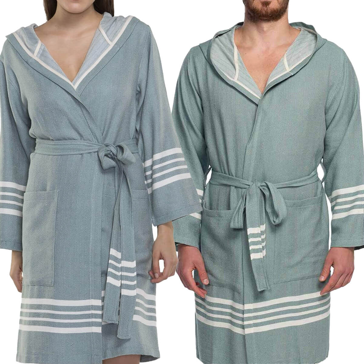 Organic Turkish Cotton Hooded Short Robe for Everyday Comfort