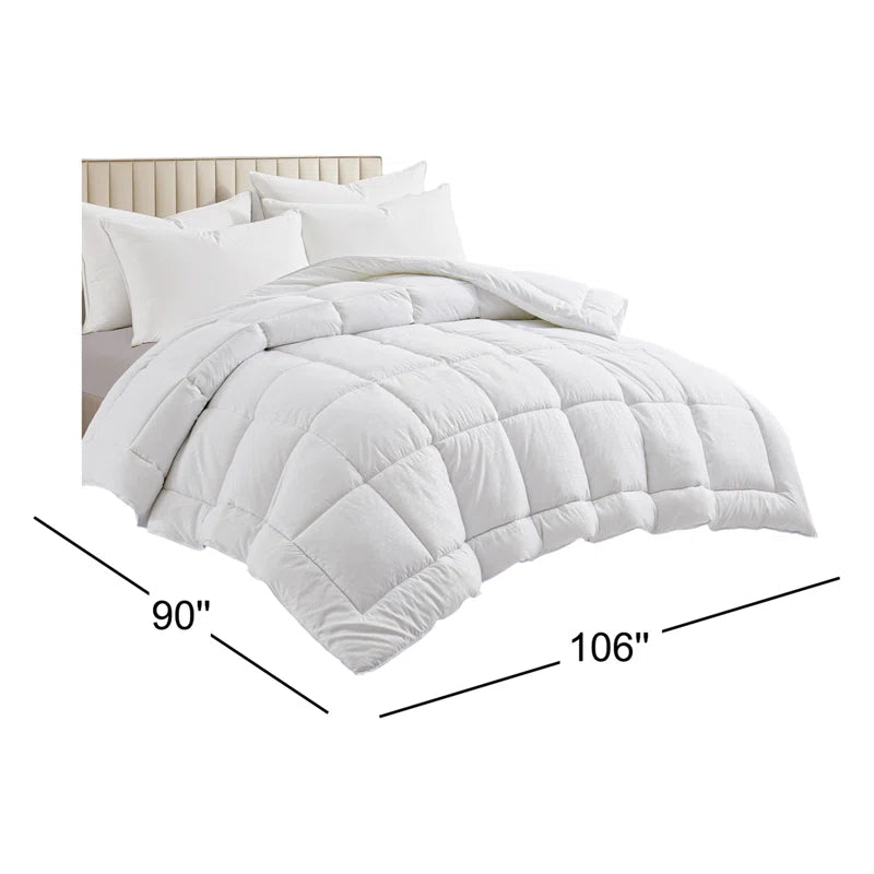 Cleves All-Season Down Alternative Comforter – Hypoallergenic, Lightweight & Machine Washable White Comforter for Bed, 300 Thread Count Microfiber Cover –Full/King Sizes
