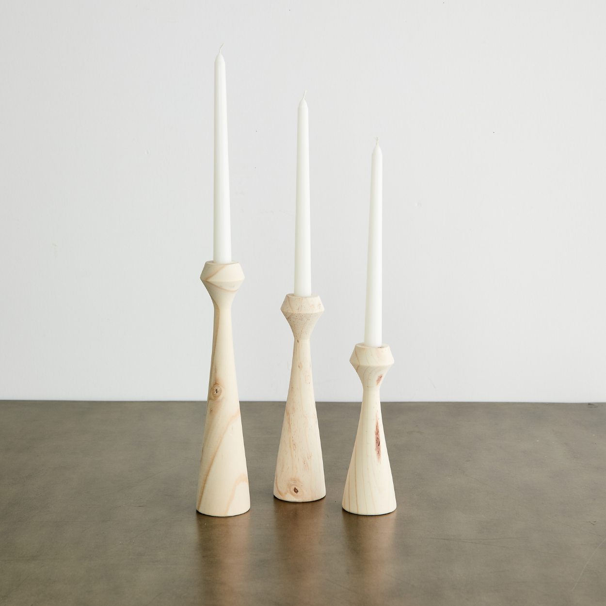 Natural Wood Tapered Diamond Candle Holder