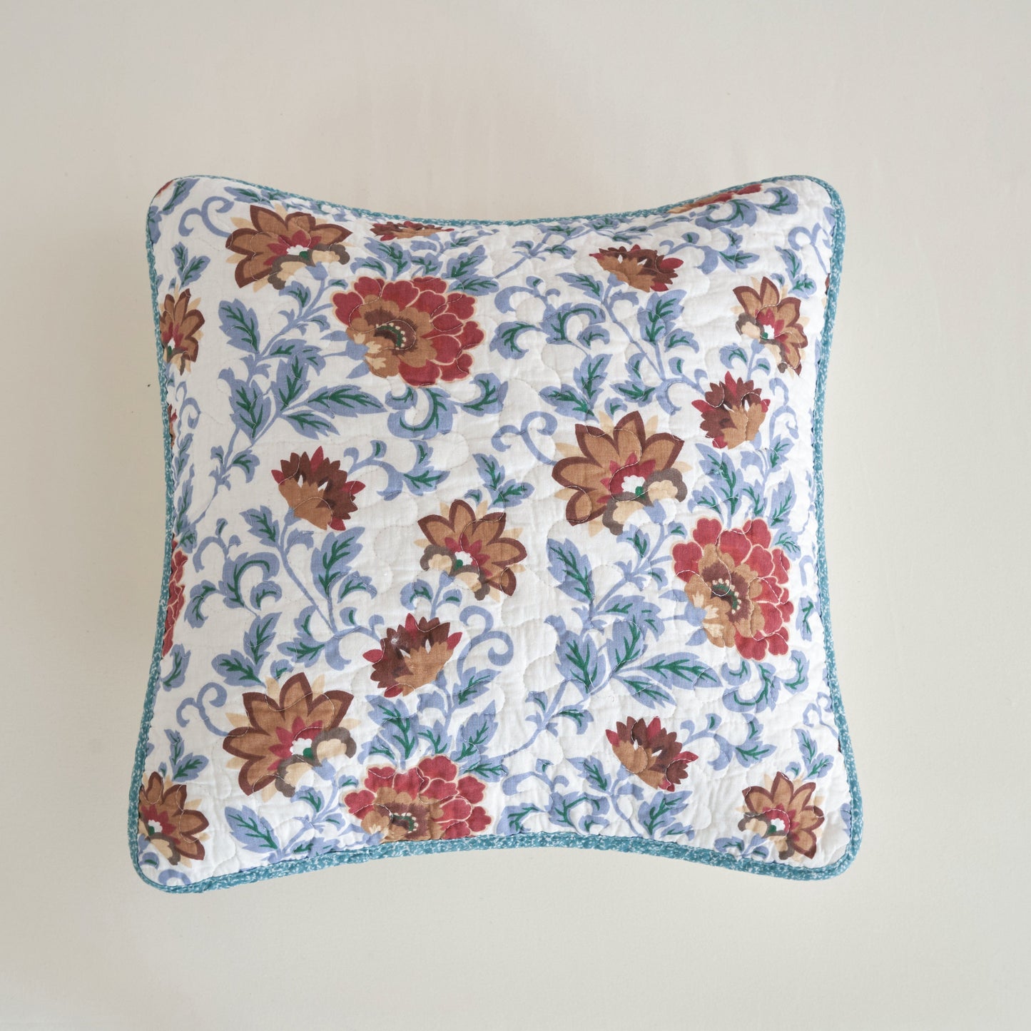 Tache Cotton Floral Jacobean Blue White Old World Garden Cushion Covers 2-Pieces (JHW-936)