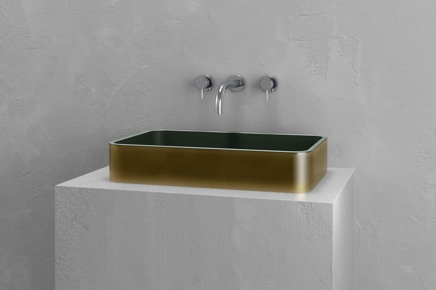 Concrete and Iron Rectangular Vessel Sink
