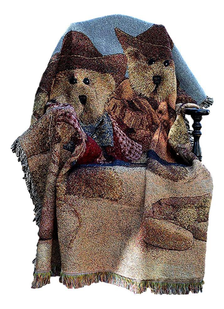 Tache Teddy Bear Western Cowboy Tapestry Throw with Fringe (2173)