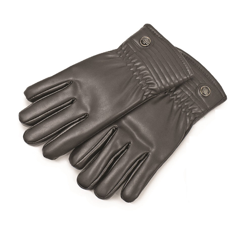 ThermaWear Men's Fleece-Lined Fashion PU Leather Gloves