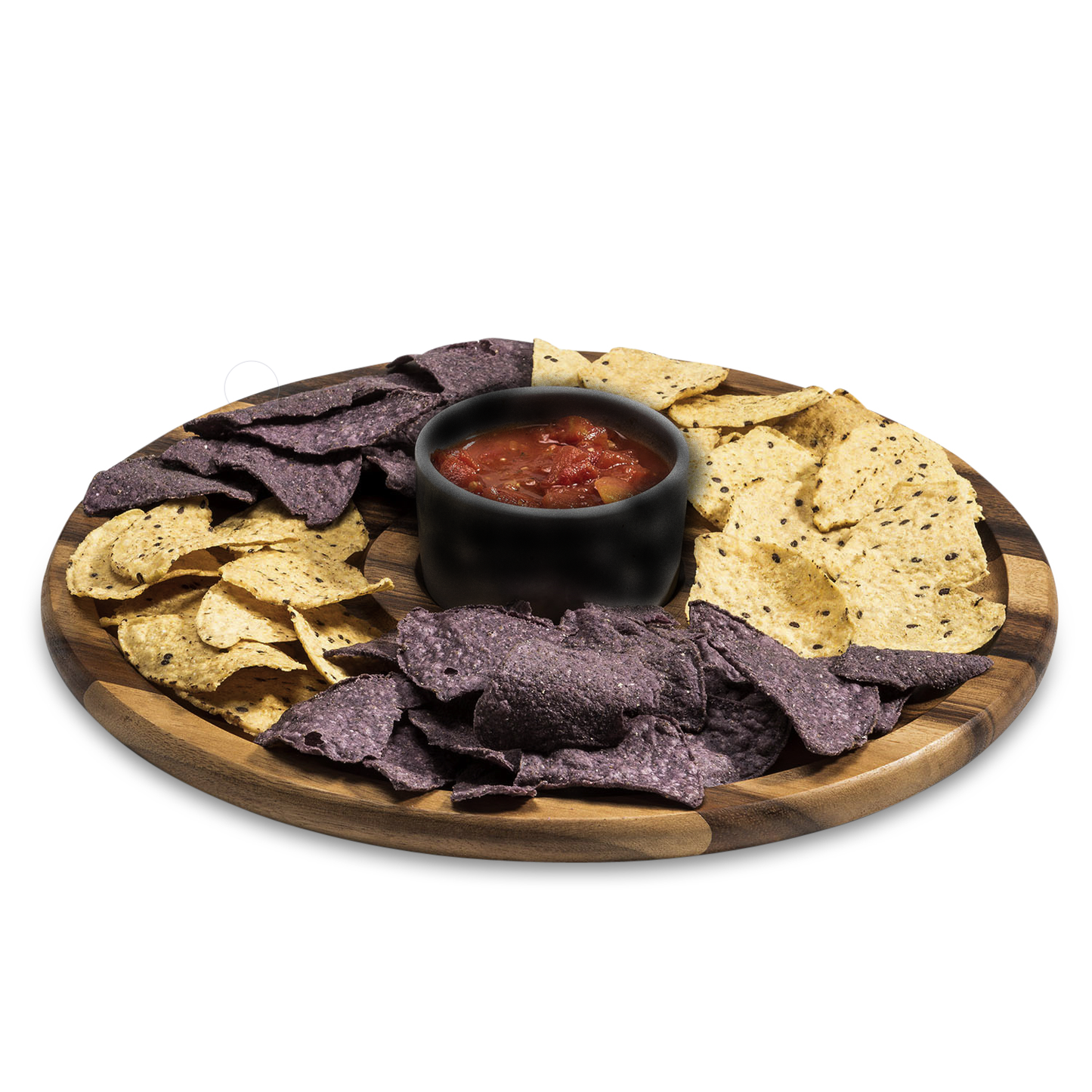 Small Acacia Wood Chip 'n Dip with Ceramic Bowl