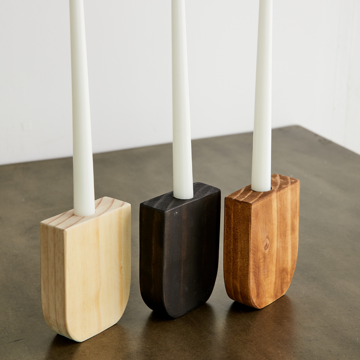 Pine Wood Horseshoe Taper Candle Holder