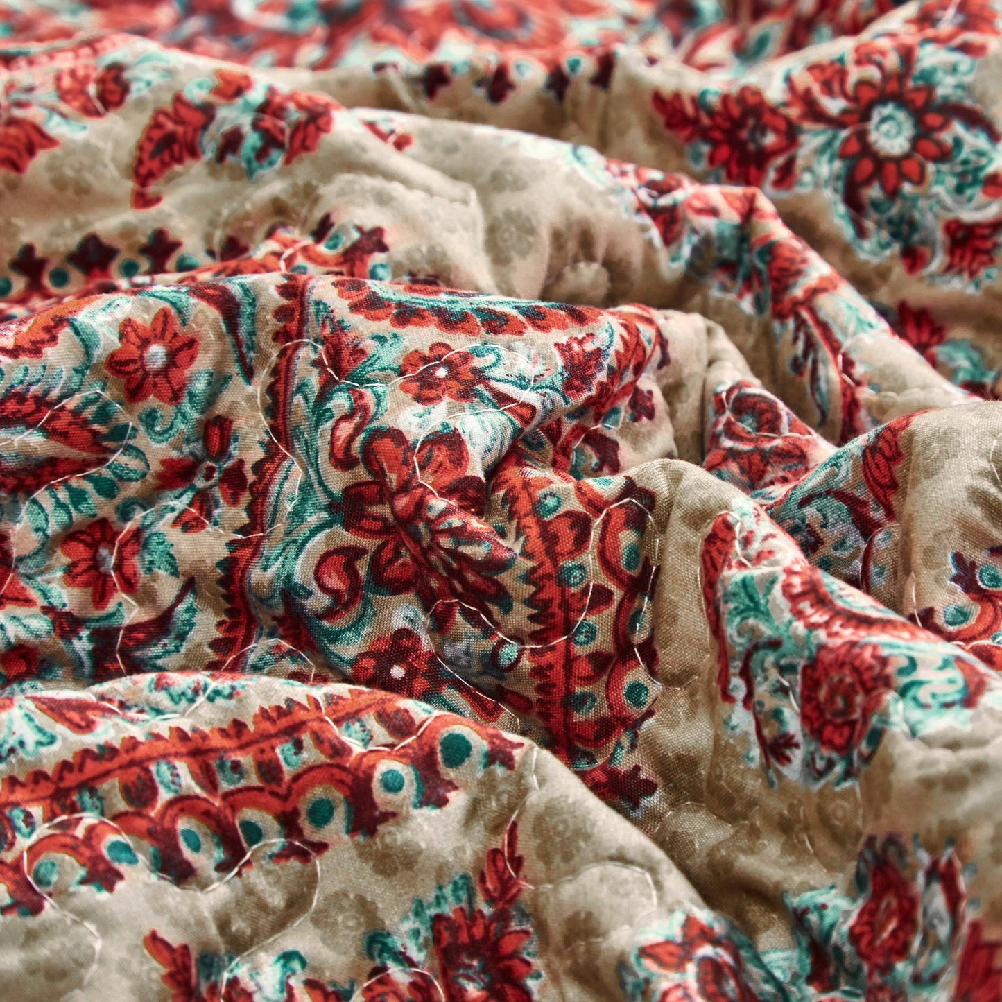 Tache Bohemian Desert Medallion Boteh Paisley Orange Blue Taupe Quilt Set (TJ3502)