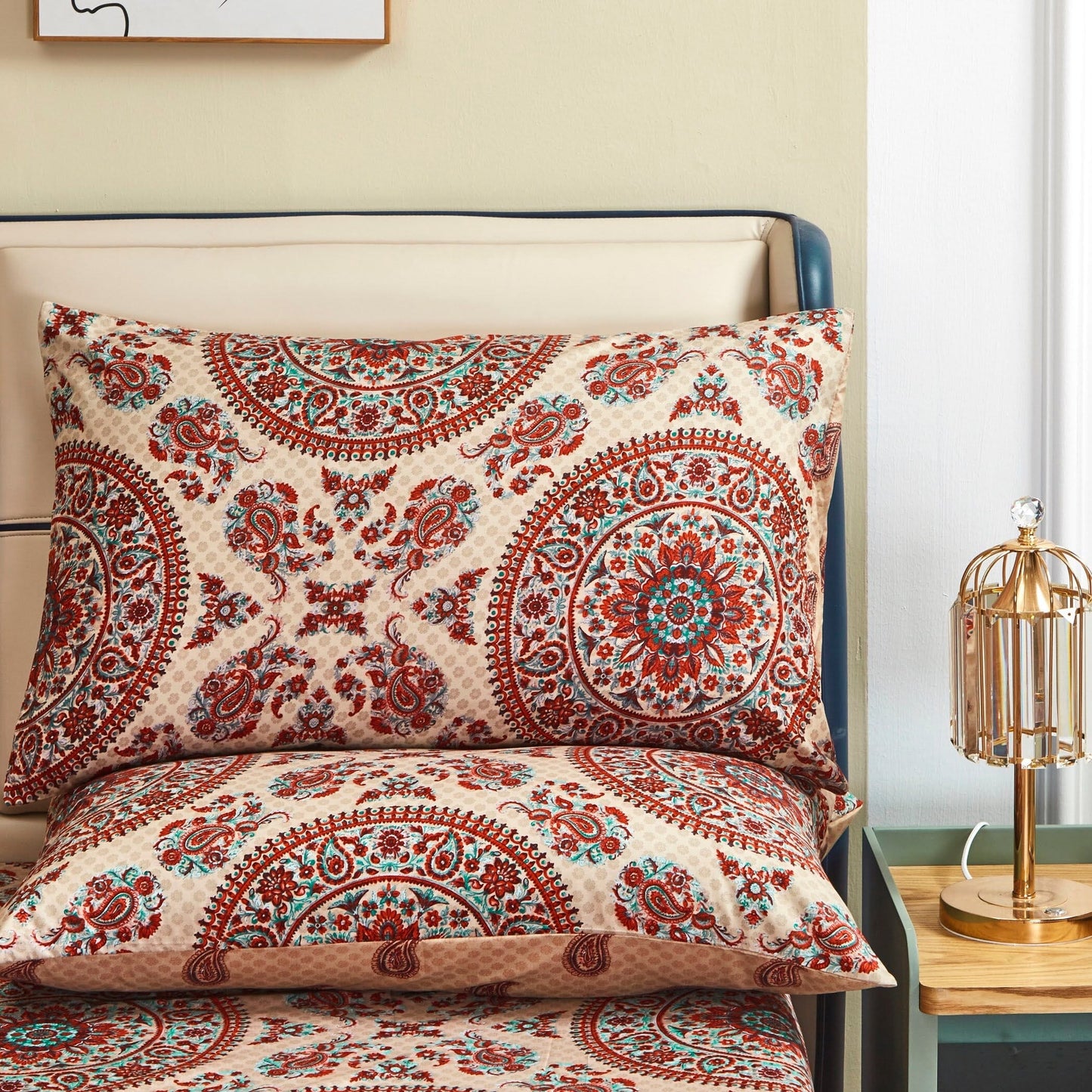 Tache Bohemian Desert Medallion Boteh Paisley Taupe Pillowcases (TJ3502)