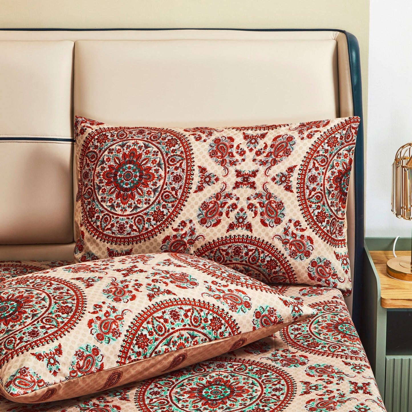 Tache Bohemian Desert Medallion Boteh Paisley Taupe Pillowcases (TJ3502)
