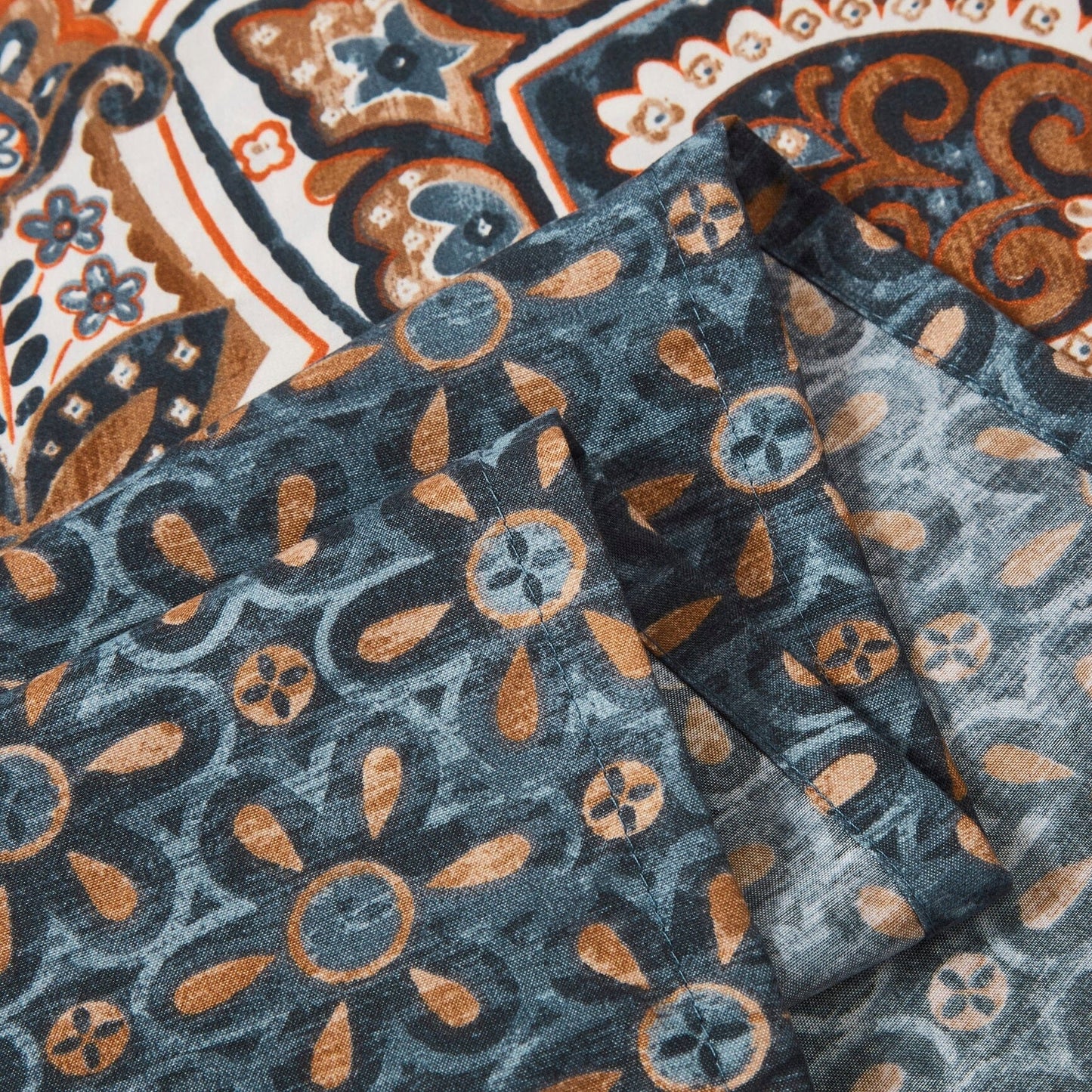 Tache Rustic Paisley Mandala Palace Floral Watercolor Dark Teal Fitted Sheet / Flat Sheet (KF174)