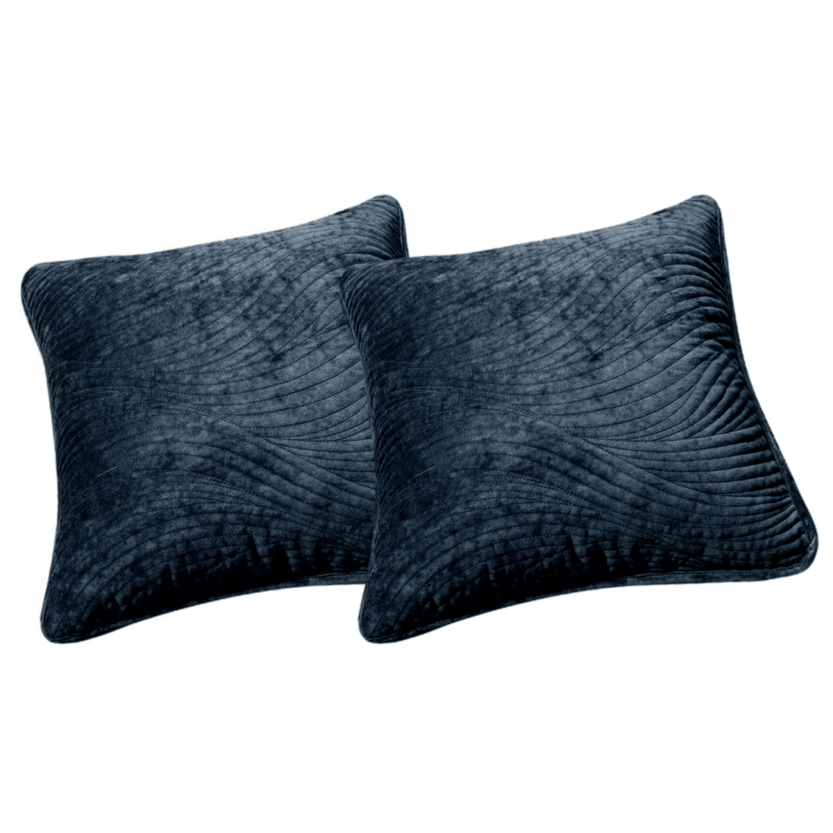 Polyester Velvet Plush Waves Euro Sham & Cushion Cover, Navy Blue