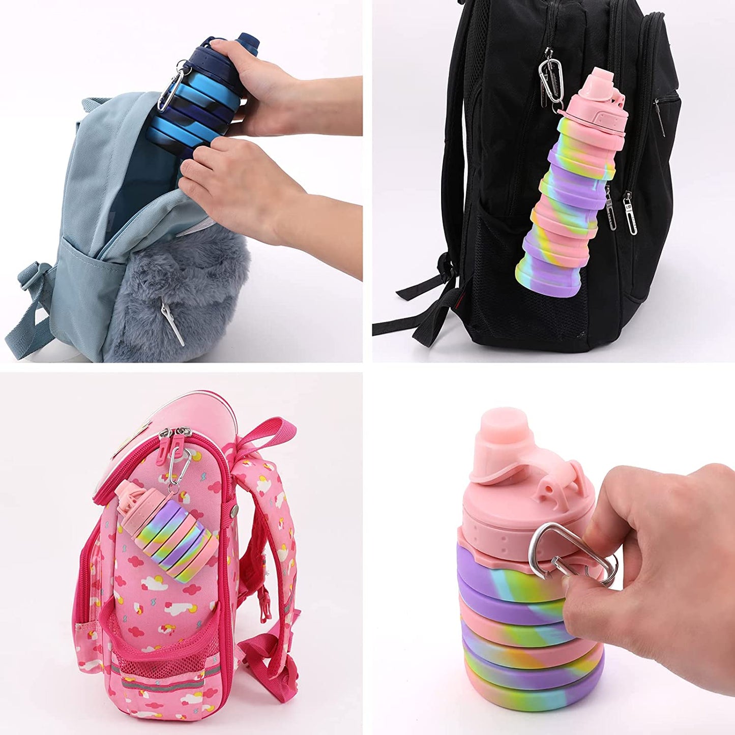 2-Pack Collapsible Hydration Water Bottles