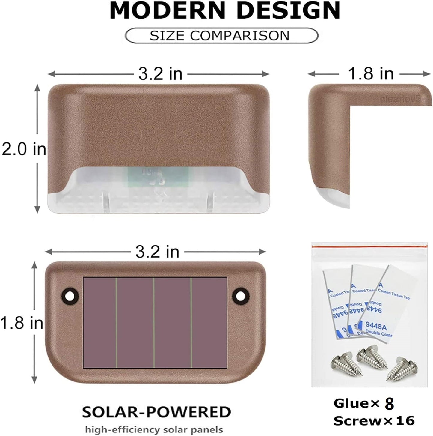 8-Pack Solar LED Deck & Step Lights