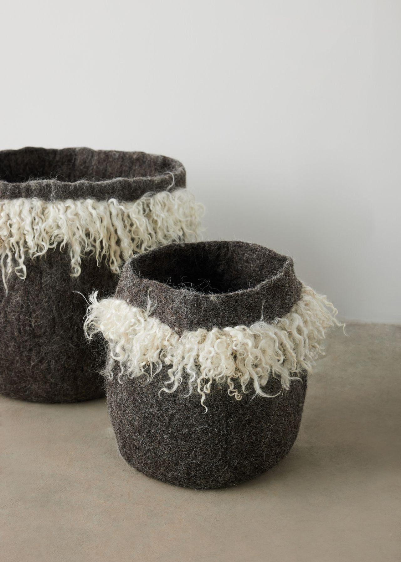 Wool & Mohair Fringed Skirt Decorative Basket
