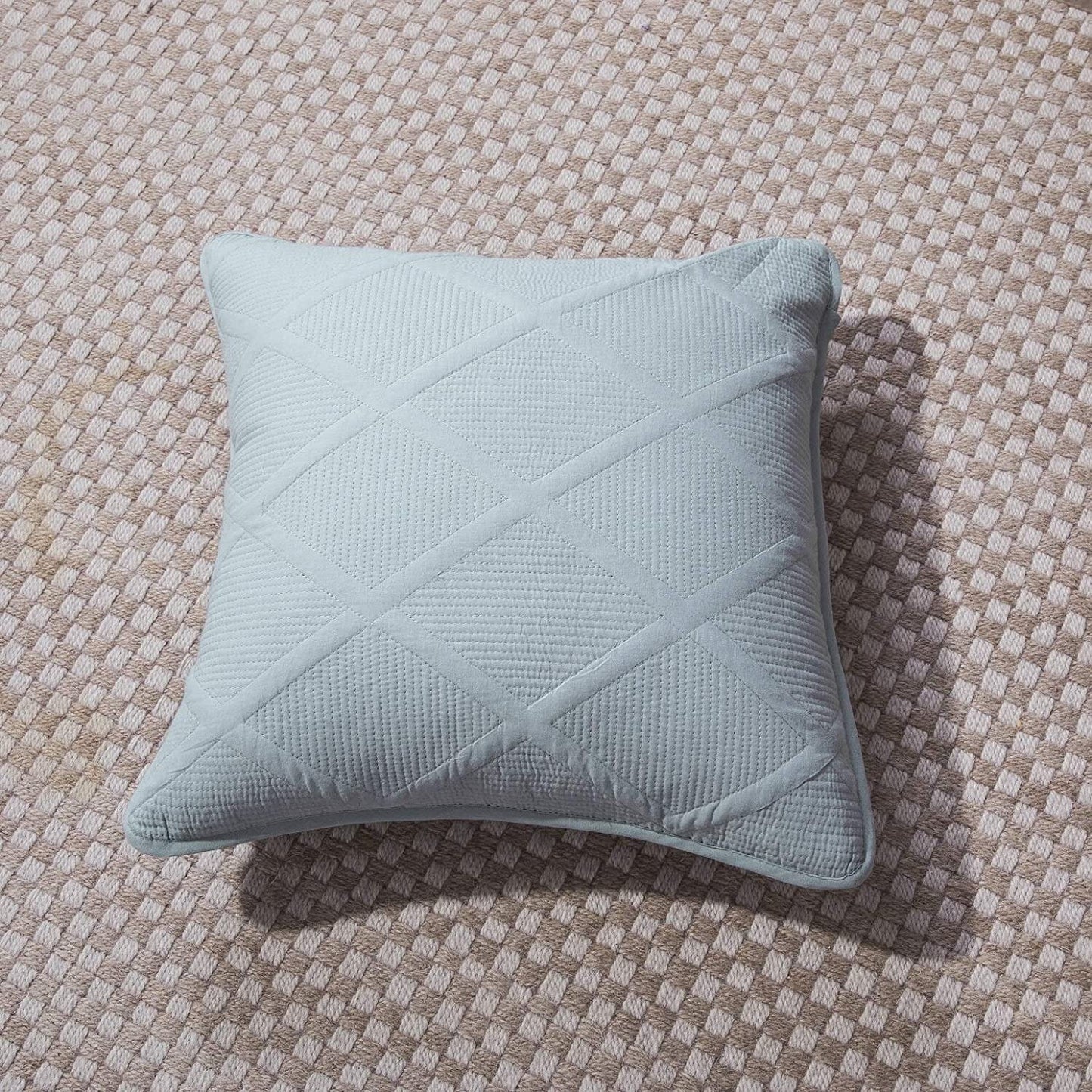 Cotton Seafoam Diamond Matelasse Euro Sham and Cushion Cover