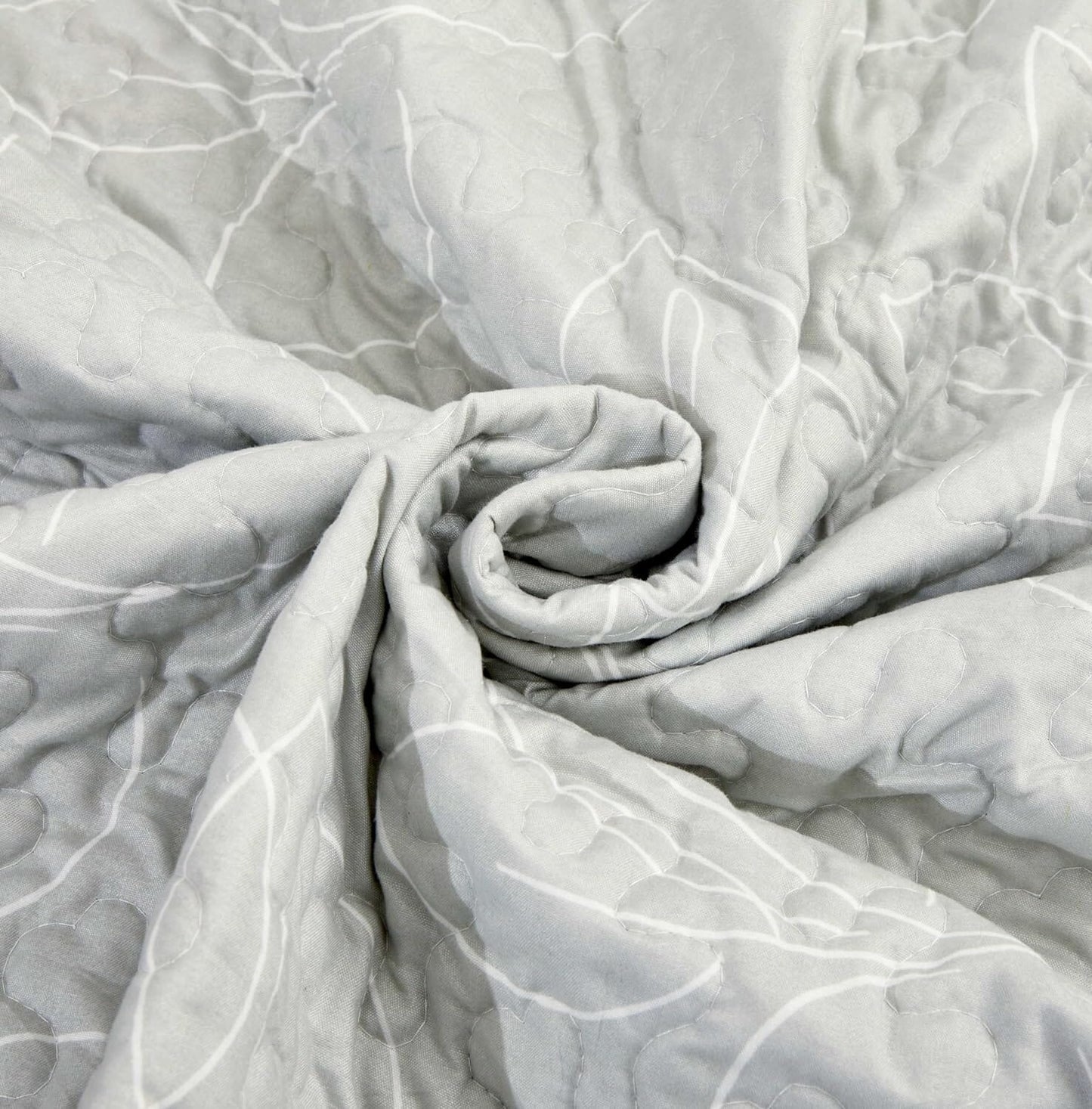 Tache Modern Abstract Leaf Line Art Foliage White Grey Black Gold Reversible Quilted Throw (TJ3571)