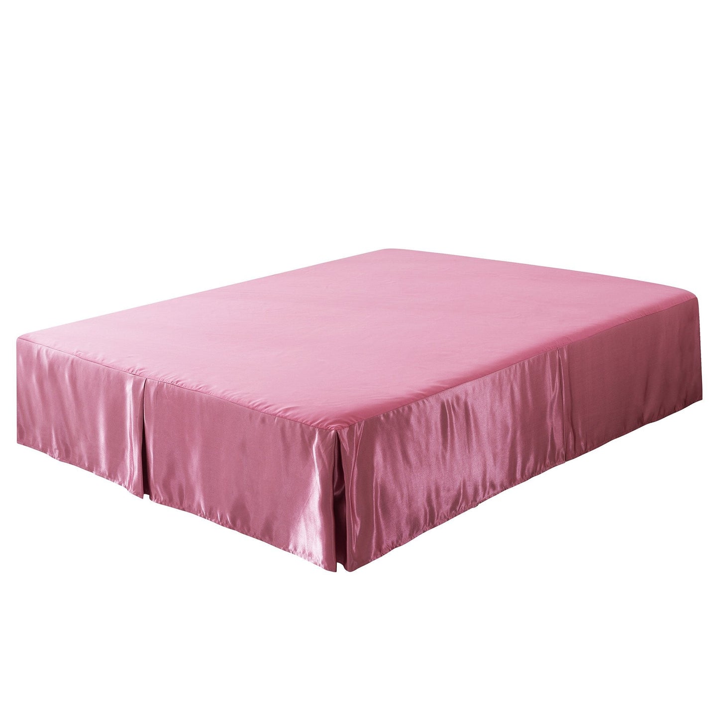 Pink Satin Tailored Platform Bed Skirt with a 14-Inch Drop
