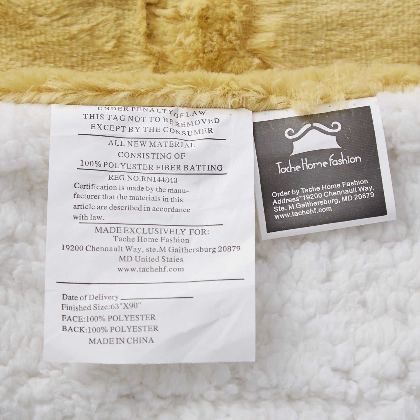 Tache Faux Fur Mustard Yellow Moroccan Lattice Pattern Throw Blanket (3397)