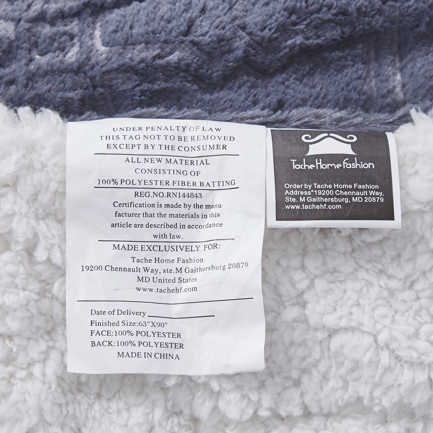 Tache Faux Fur Steel Navy Blue Diamond Trellis Pattern Throw Blanket (3390)