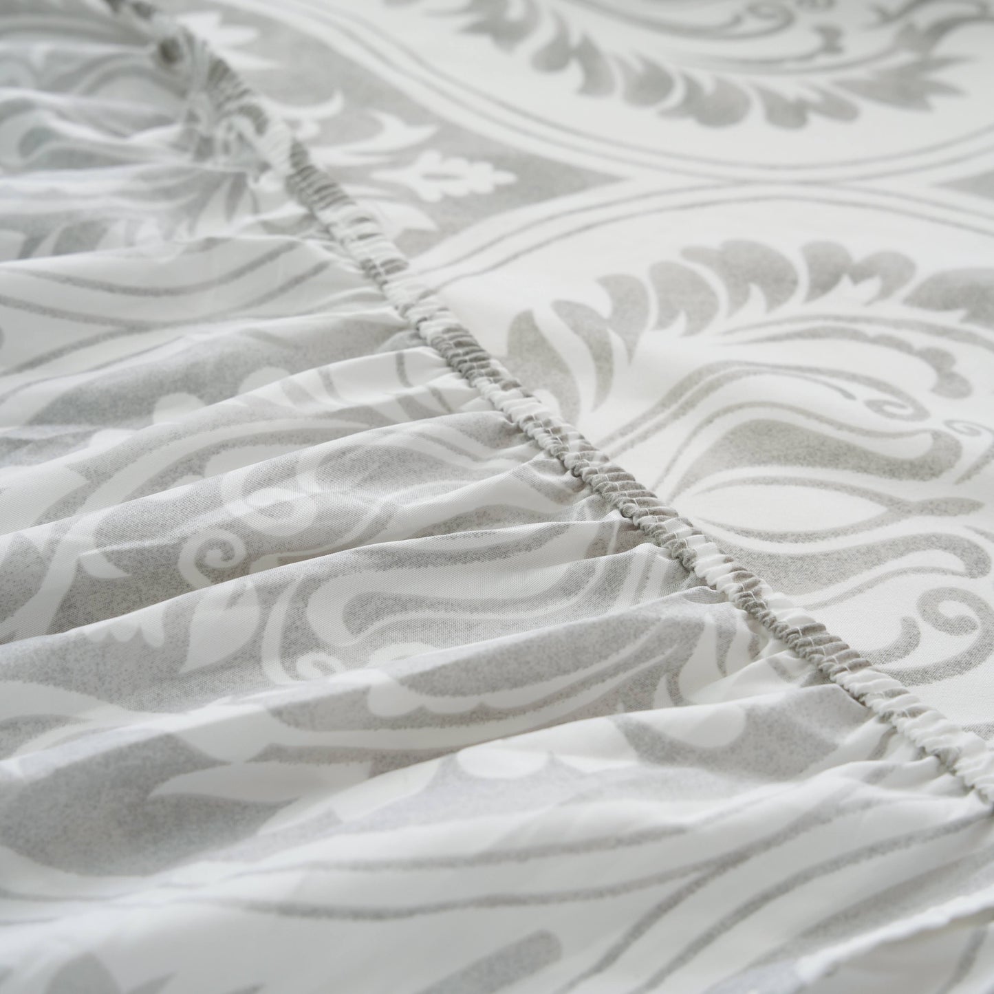 Tache Dreamy Moon Sky Ogee Damask Heather Gray White Bed Sheet Set (TB300)