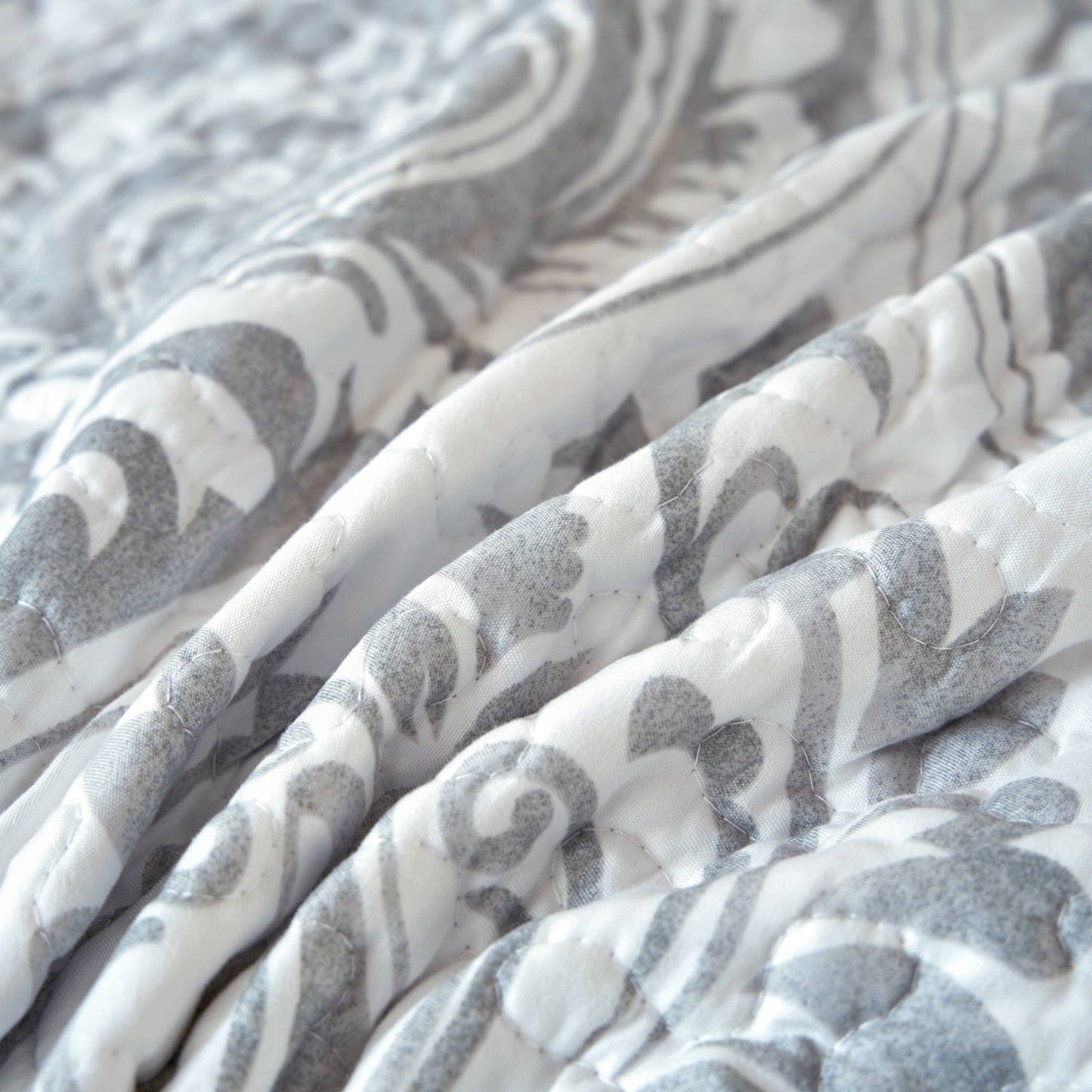 Tache Dreamy Moon Sky Ogee Damask Heather Gray White Quilted Throw Blanket (TB300)