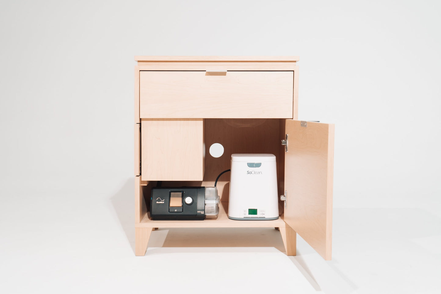 SOHO Maple Laminate Nightstand for C-PAP Storage