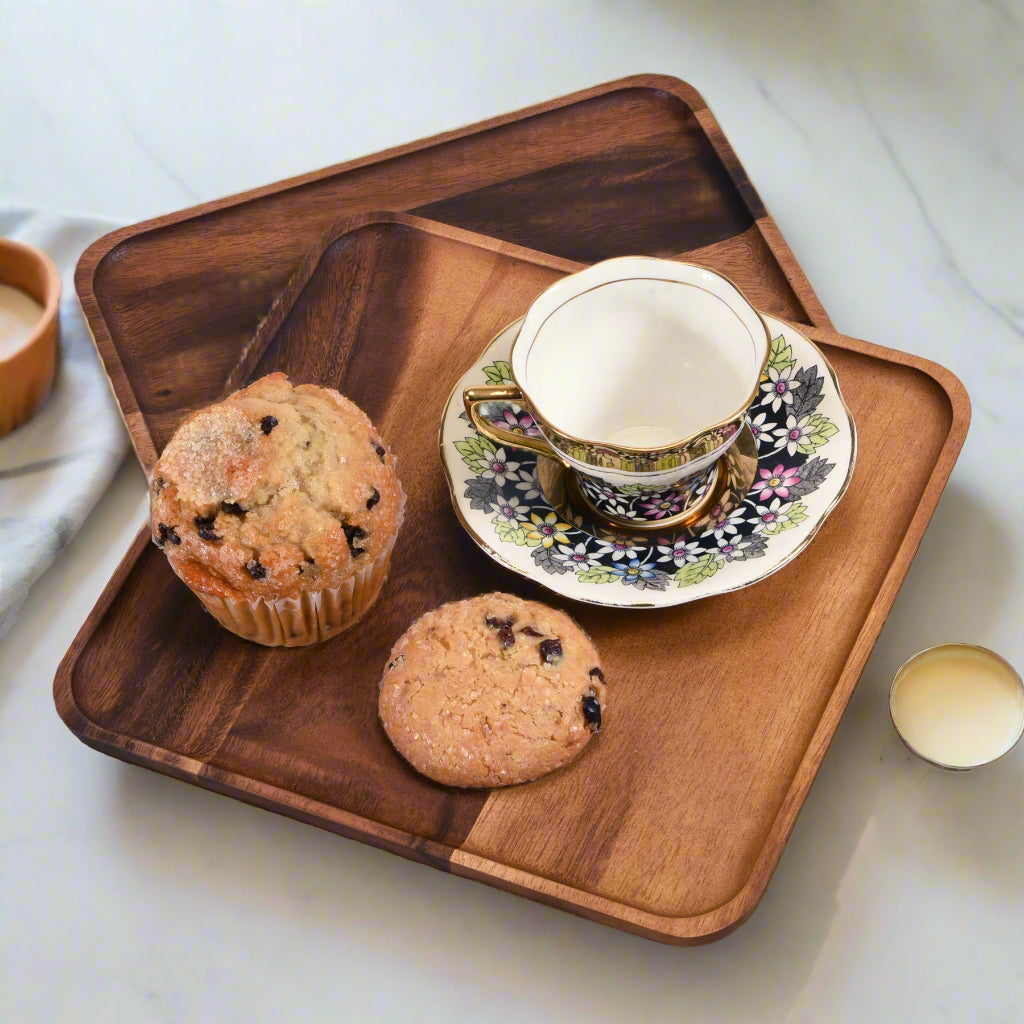 Acacia Wood Square Serving Plates, Set of Two
