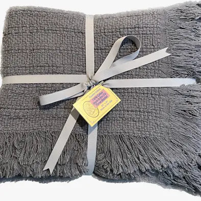 100% Cotton Fringed Throw Blanket, 52 x 65 Inch