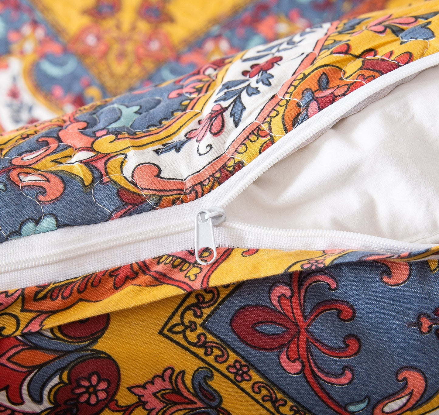 Tache Mustard Yellow Blue Red Paisley Chevron Hanging Gardens Pillow Sham 2-Pieces (HS3148Y)
