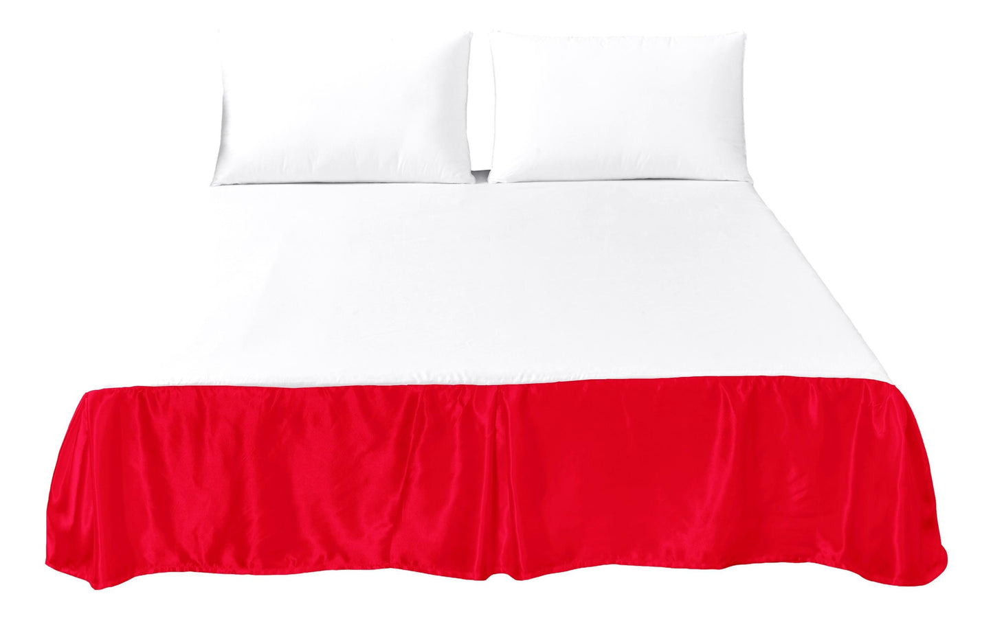 Bright Red Satin Platform Tailored Bed Skirt, 14-Inch Drop