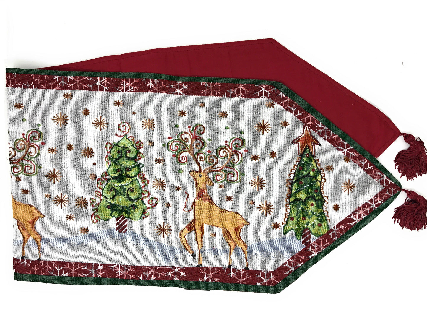Tache Winter Forest Reindeer Vintage Holiday Woven Tapestry Table Runners (9192TR)