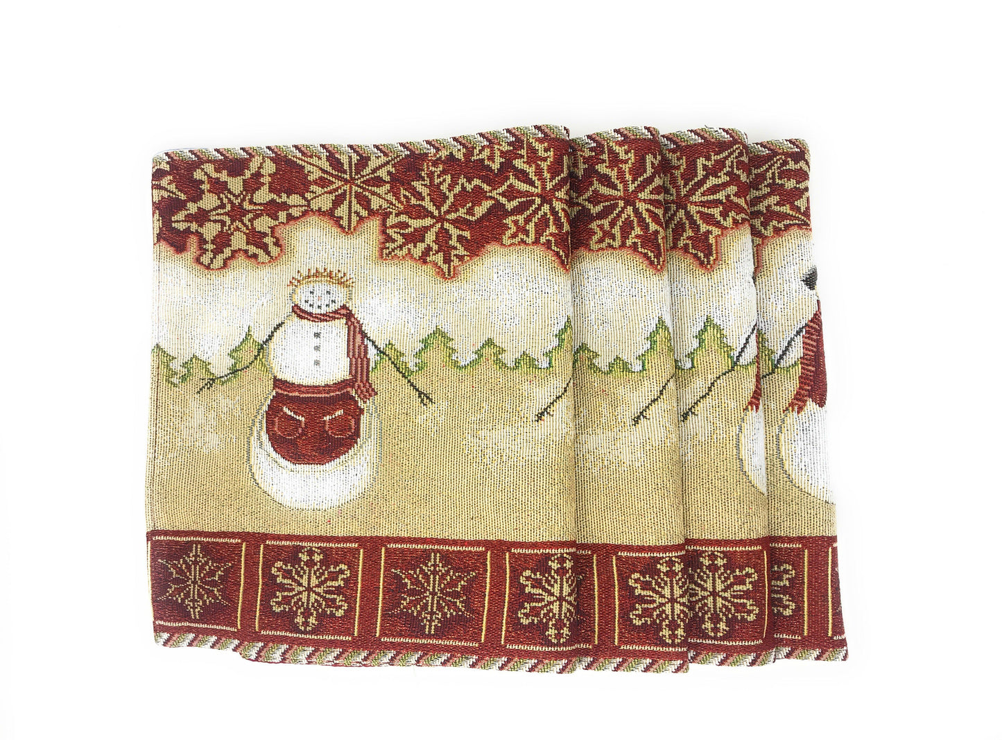 Woven Tapestry Snowman Couple Placemat Set of 4