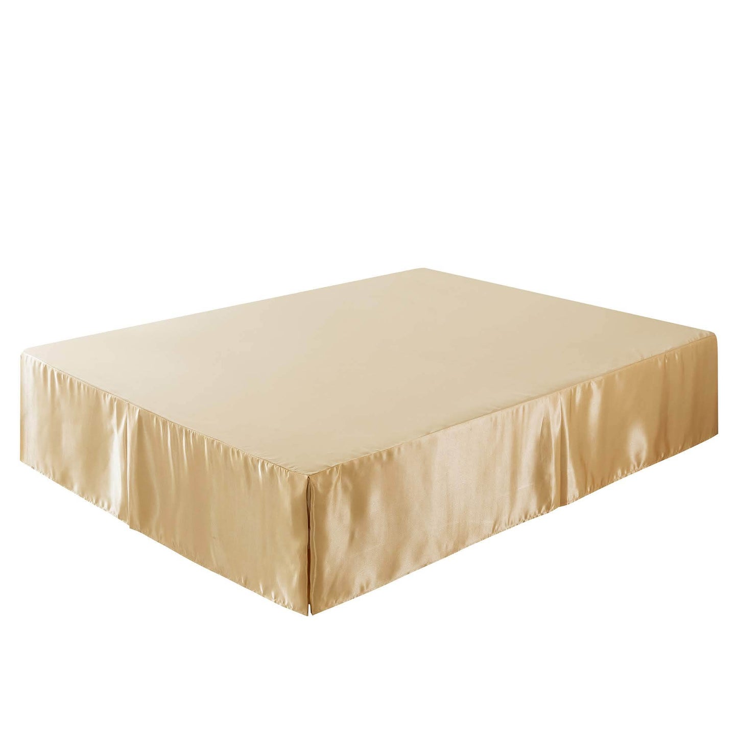 Polyester Satin Tailored Bed Skirt, 14-Inch Drop, Caramel Latte Gold
