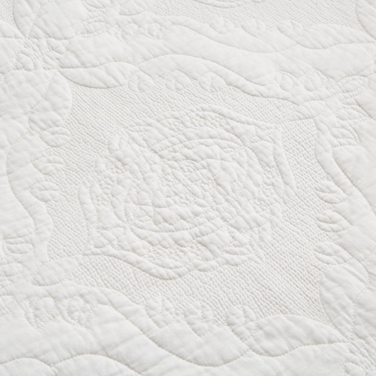 Tache Vanilla Cream Ivory Paisley Damask Stitch Matelassé Cotton Quilt Set (JHW-643)