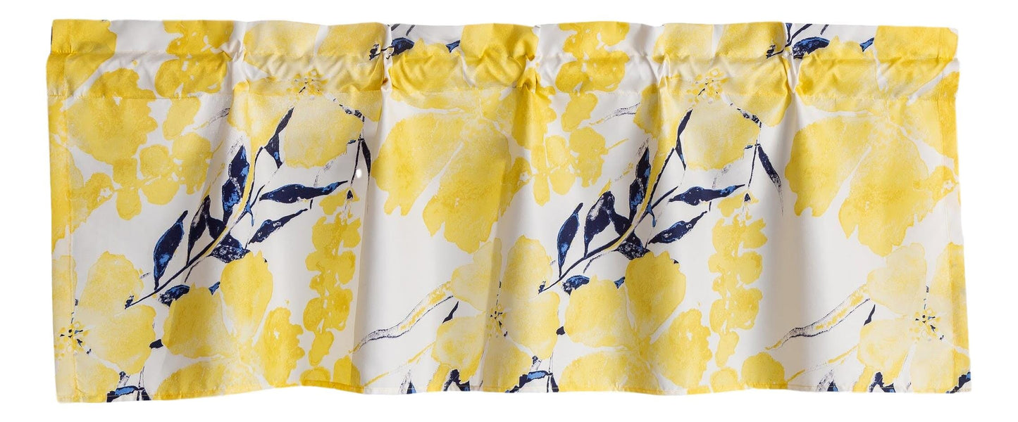 Tache Microfiber Watercolor Tropical Floral Yellow Blue Window Treatment Valance (JHW-841)
