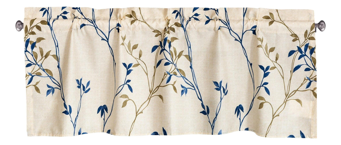 Tache Poplin Cotton Elegant Leaf Vine Cream Beige Window Treatment Valance (JHW-842)