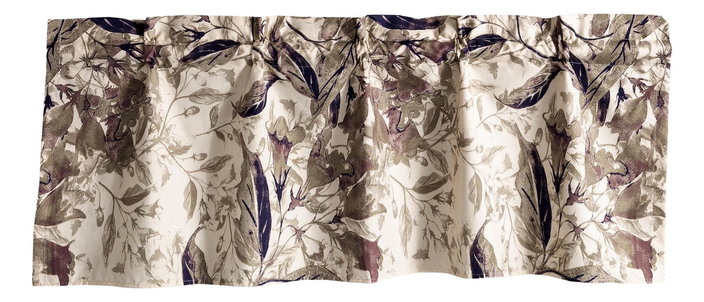 Tache Microfiber Abstract Wispy Leaf Taupe Grey Window Treatment Valance (JHW-843)
