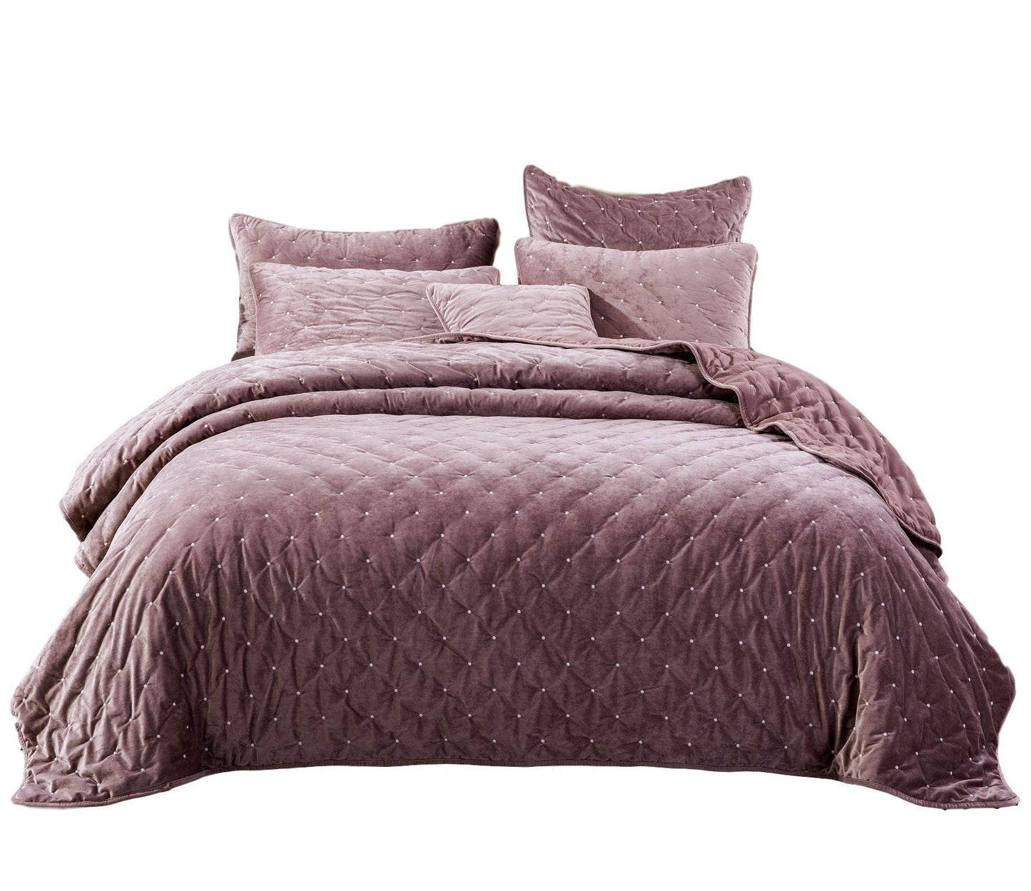 Tache Plush Dreams Purple Mauve Tufted Velvet Quilt Set (JHW-853P)