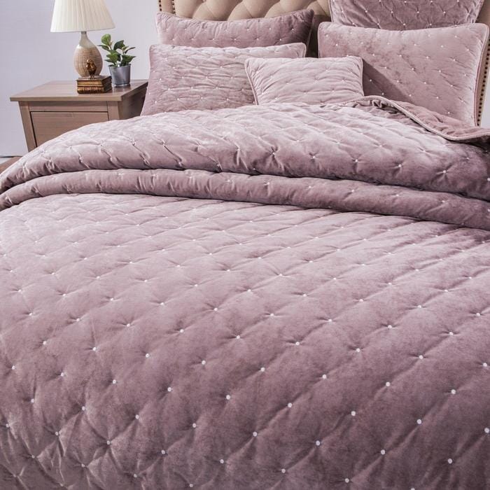 Mauve Velvet Diamond Tufted Pillow Sham for Queen & King Beds