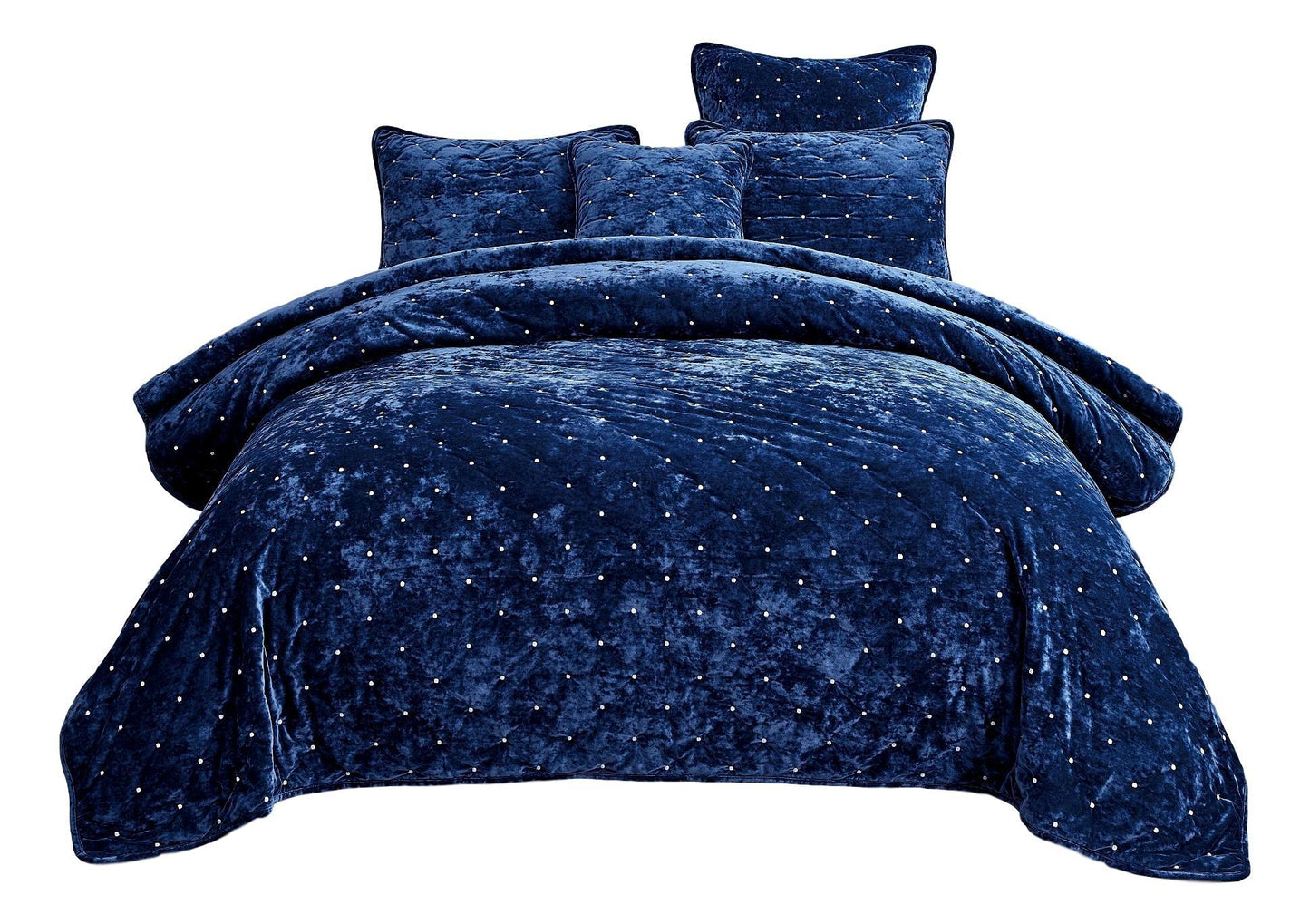 Tache Plush Dreams Dark Royal Blue Tufted Velvet Quilt Set (JHW-853DB)
