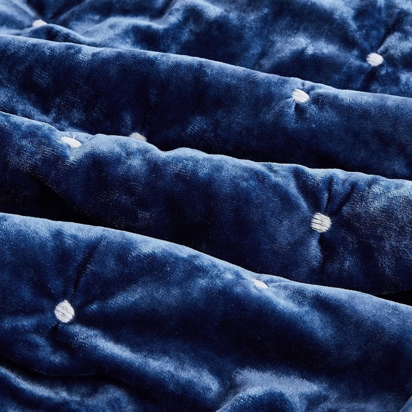 Tache Plush Dreams Dark Royal Blue Tufted Velvet Quilt Set (JHW-853DB)