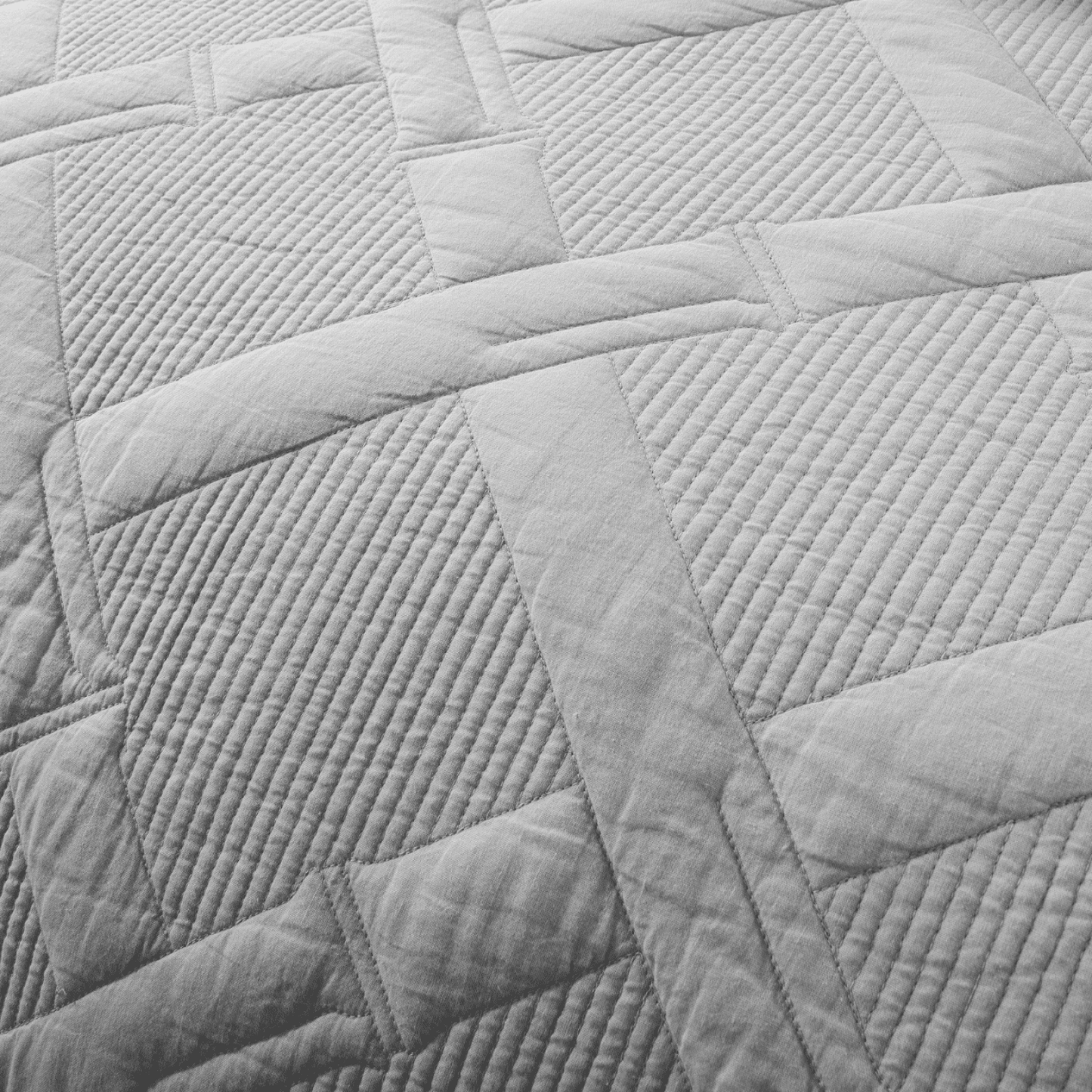 Cotton Light Grey Diamond Quilted Pillow Sham