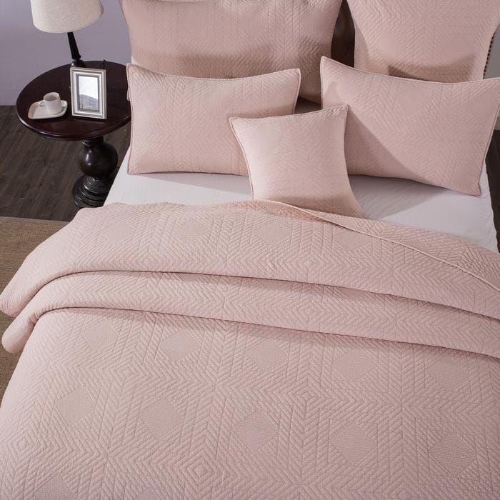 Cotton Stone Washed Blush Pink Diamond Pillow Sham