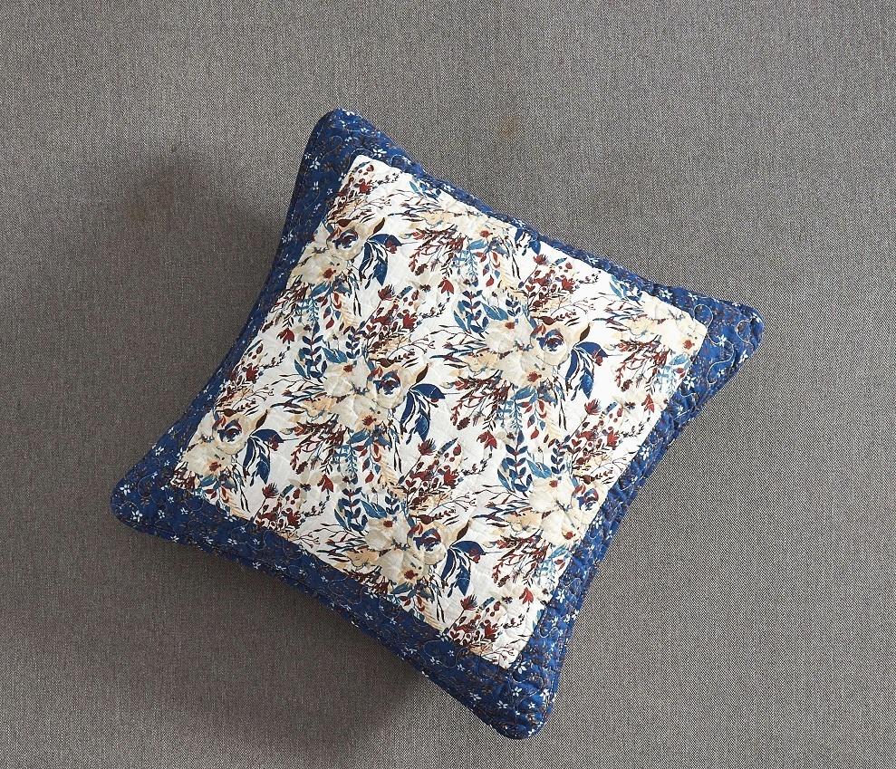 Tache Cotton Patchwork White Blue Yellow Brown Floral Prairie Sunset Cushion Cover 2-Pieces (JHW-887)