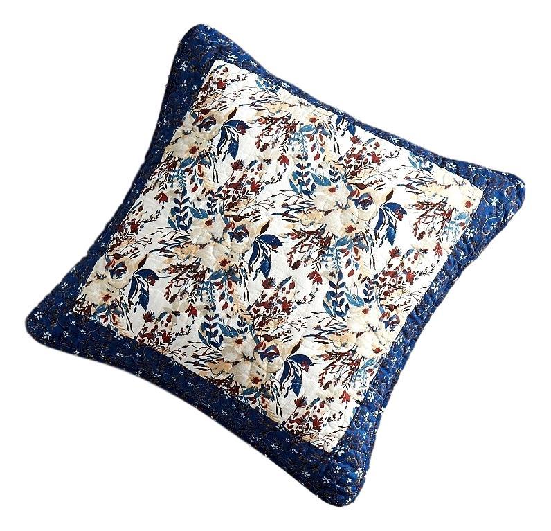 Tache Cotton Patchwork White Blue Yellow Brown Floral Prairie Sunset Cushion Cover 2-Pieces (JHW-887)