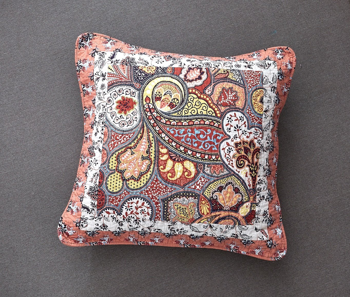 Tache Cotton Patchwork Paisley Floral Bohemian Mosaic Paradise Euro Sham (JHW-933)