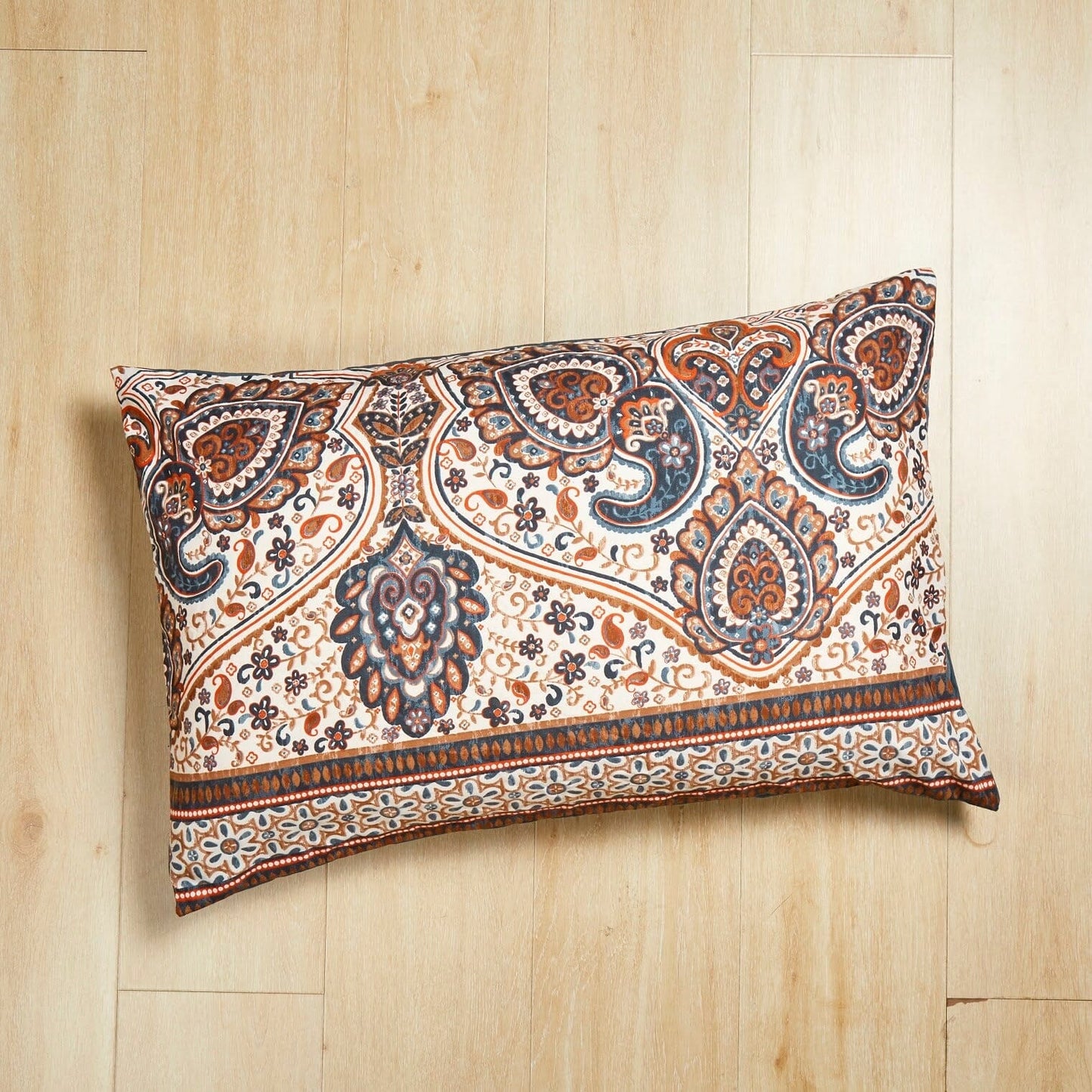 Tache Rustic Paisley Mandala Palace Teal Orange Ivory Pillowcases (KF174)
