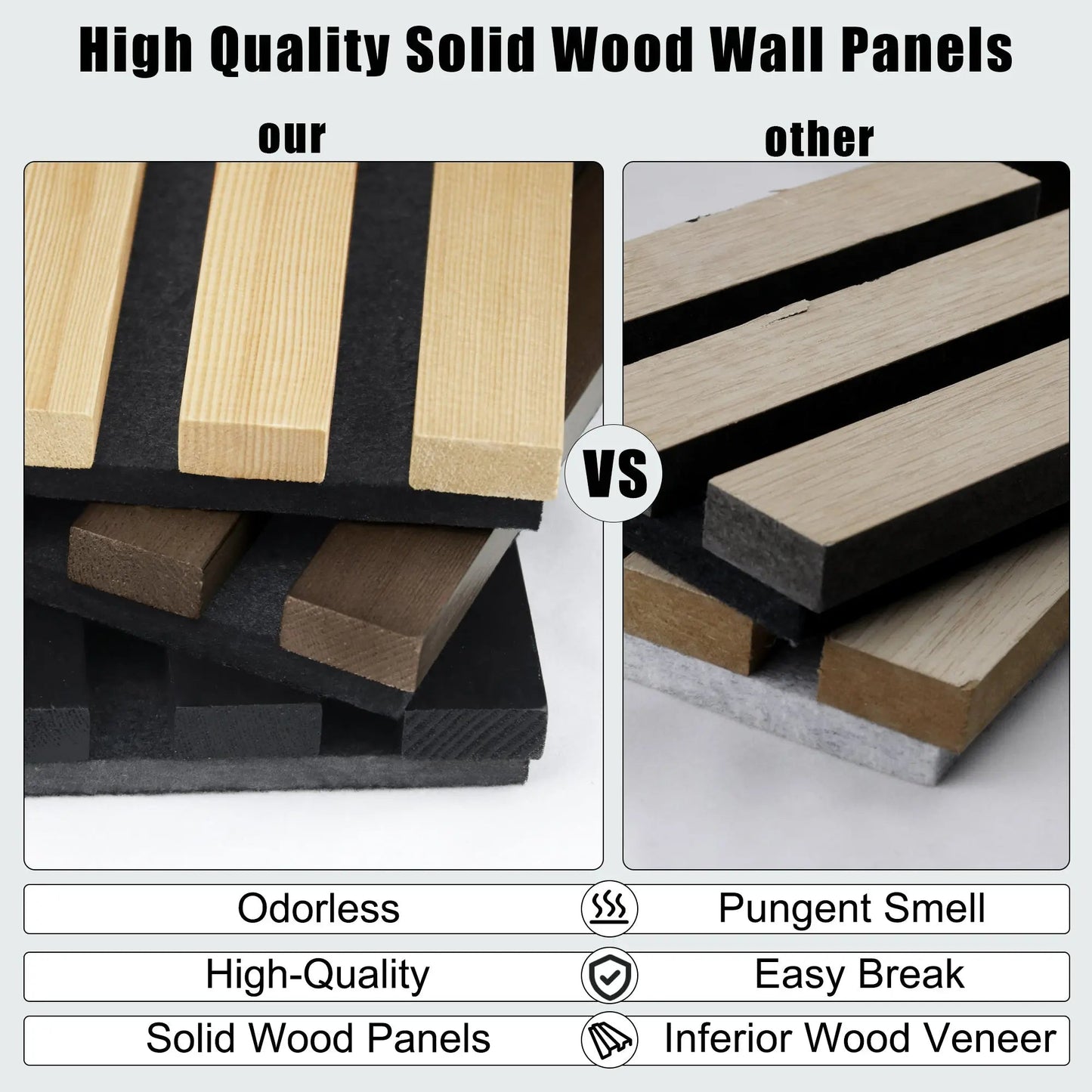 Luxury Smoked Walnut Acoustic Solid Wood Slat Wall Panels ( 2 Panels Per Box)