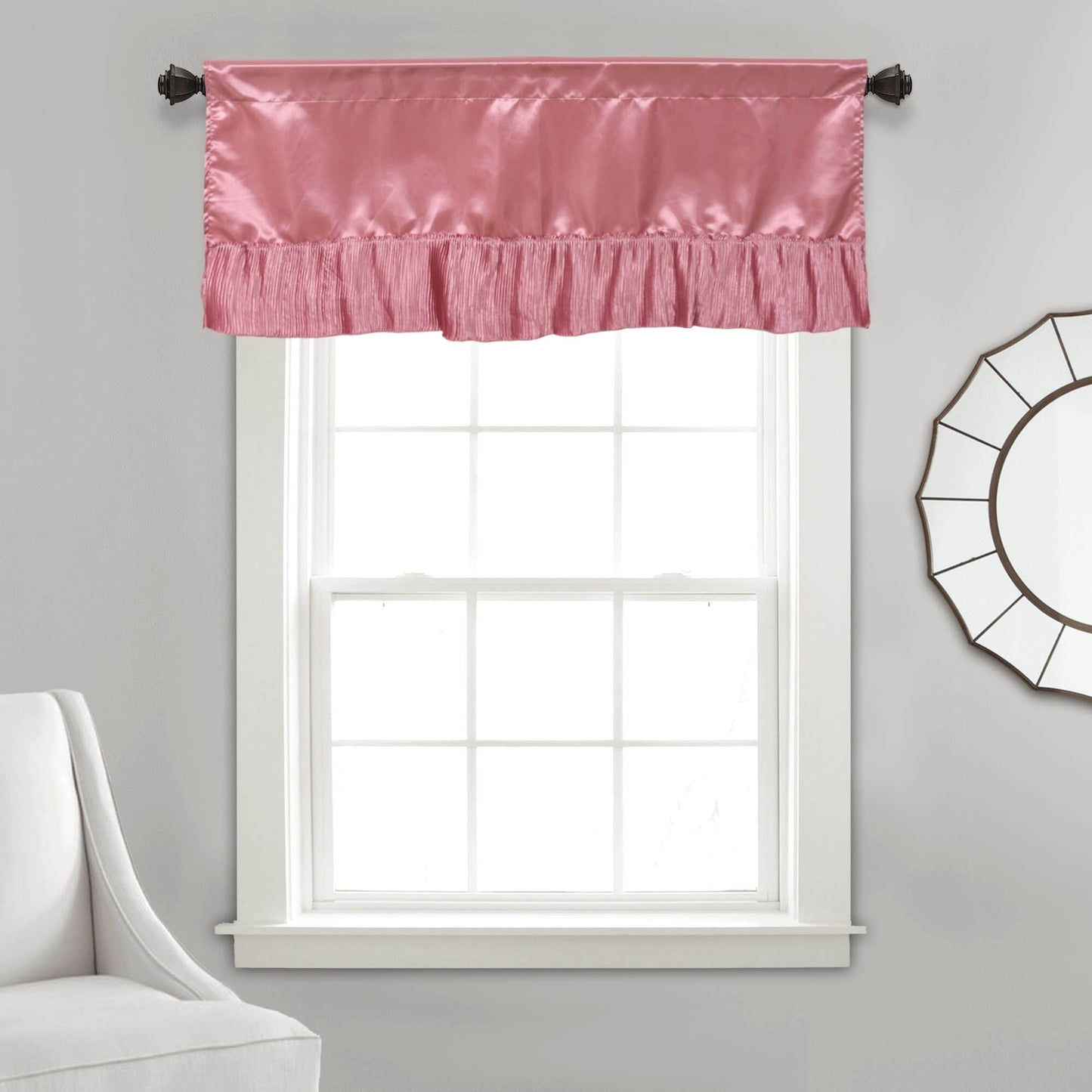Tache Satin Ruffle Sweet Victorian Window Curtain Tailored Valance 18x52" Pink (MZ002)