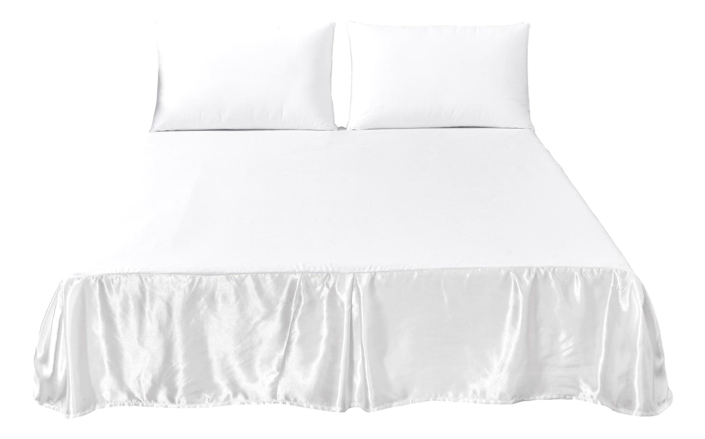 Satin Platform Bed Skirt in Bright White with a 14-Inch Drop
